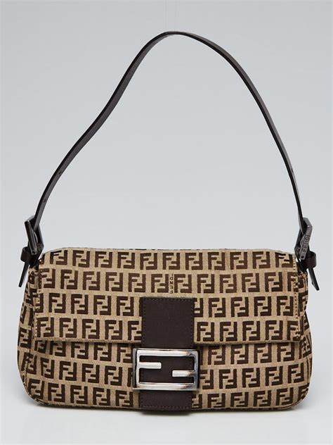 Fendi Beige/Brown Zucca Canvas Baguette Bag 8BR000